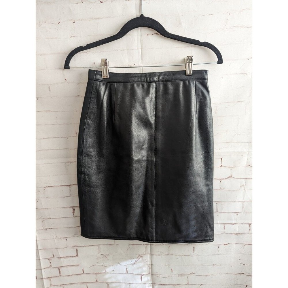 Vintage Studio Siena Womens Skirt Size 4 Black Leather Pencil Skirt Rocker Sexy